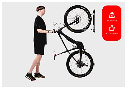 Steadyrack Bike Rack – Swivel Bike Wall Mount for eBikes with Fender, 20”-29” Wheel Diameter eBike Rack, 77lbs Capacity Bicycle Hanger, Easy Lift Design