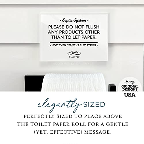 3.5x5 Inch Septic System Bathroom Sign, Do Not Flush Rules ~ Ready to Stick ~ Premium Finish, Durable