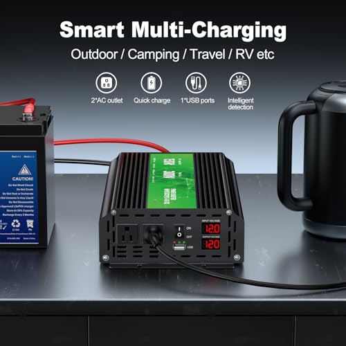 3000W Power Inverter,Peak Power 6000W 12V DC to AC 110V120V,Remote Control with 2AC Outlets and 2.4USB Port,LCD Display for Power Converter,Outdoor Activities,Emergency,Vehicles Truck RV Solar System