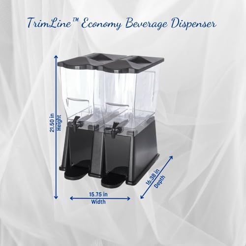 Carlisle FoodService Products Trimline Double Base Rectangular Beverage Dispensers with Spigot for Catering, Buffets, Restaurants, Polycarbonate (Pc), 2 x 3.5 Gallons, Black