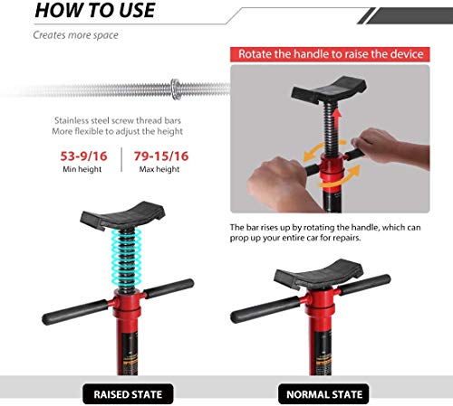 SPECSTAR Under Hoist Support Stand 3/4 Ton 1650Lbs Capacity Jack Stand Lifting from 52 to 76 Inch with 12 Inch Diameter Steel Base