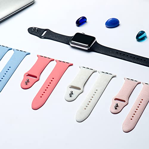 Libra Gemini 3 Pack Compatible with Apple Watch Band 49mm 45mm 44mm 42mm,Womens Sparkle Powder Soft Cute Silicone Sports iWatch Band Strap for Iwatch Series 9/8/7/6/5/4/3/2/1/Ultra/SE