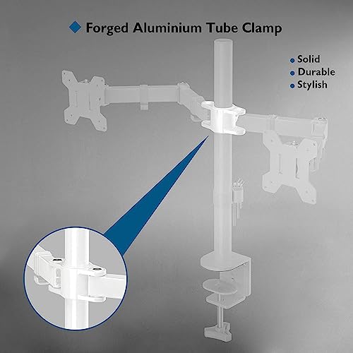BONTEC Dual Monitor Desk Mount, Monitor Stand for 13–27 Inch LCD LED 2 Monitors, Ergonomic Full Motion Heavy Duty Double Arms Hold up to 22 lbs, VESA 75x75/100x100 mm