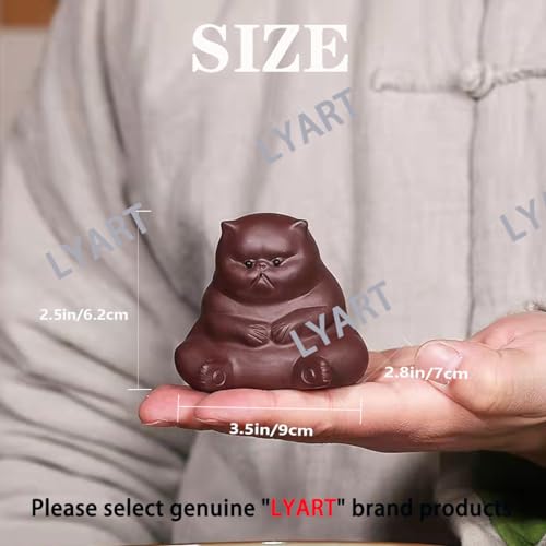 Zisha Tea Pet Angry Unhappy Cat Bat Figurine, Cute Kung Fu Tea Ornament Accessories of Frog Tea Set, Decoration for Tea Table Desk Tearoom, Great Gift for Tea Lover Friend (1.Cat)