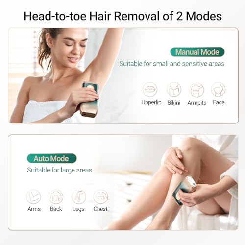 IPL Laser Hair Removal for Woman and Men,Sextupole Hair Removal Device with Ice Cooling Care Function, Visible Results in 2 Weeks, Laser Hair Removal Care Painless Safe Gentle at Home Full Body,Green