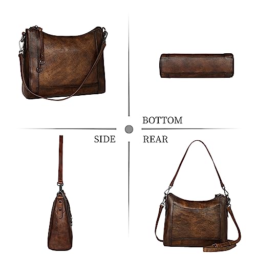 Iswee Womens Genuine Leather Handbags Tote Bag Shoulder Bag Top Handle Satchel Designer Ladies Purse Hobo Crossbody Bags (IR011-Grey-Lichee)