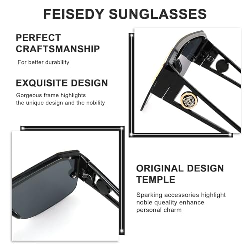 FEISEDY Women Men Sunglasse Square Flat Top Big Frame UV400 Sun Glasses Oversized B2765