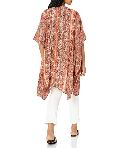 Angie womens Angie Women's Printed Kimono Transitional Jacket, Black-tan, One Size US