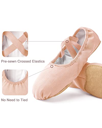 Stelle Women Ballet Shoes Highly Stretch Canvas Adult Ballet Slippers Split Sole Yoga Dance Shoe for Girls Boys(Tan,10MW)