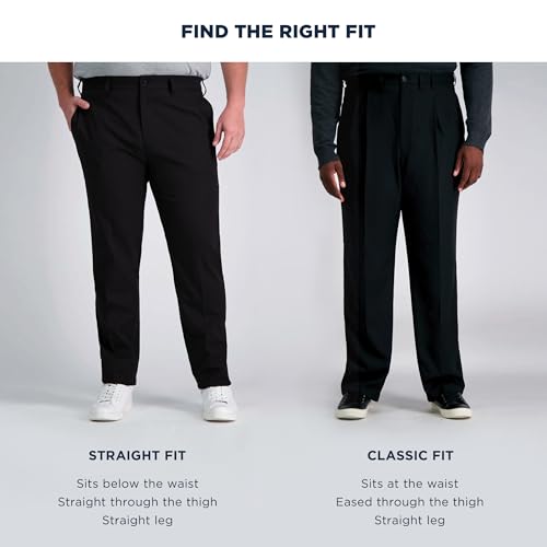 Haggar mens Work to Weekend Classic Fit Pleat Regular and Big Tall Sizes casual pants, String, 54W x 30L US