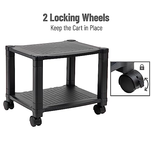 Mind Reader Rolling Printer Cart, Utility Cart, Printer Stand, Under Desk Storage, Office, 17.25"L x 13.5"W x 14.25"H, Black