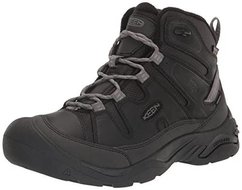 KEEN Men's Circadia Mid Heigh Polar Insulated Waterproof Hiking Boots, Black/Steel Grey, 15