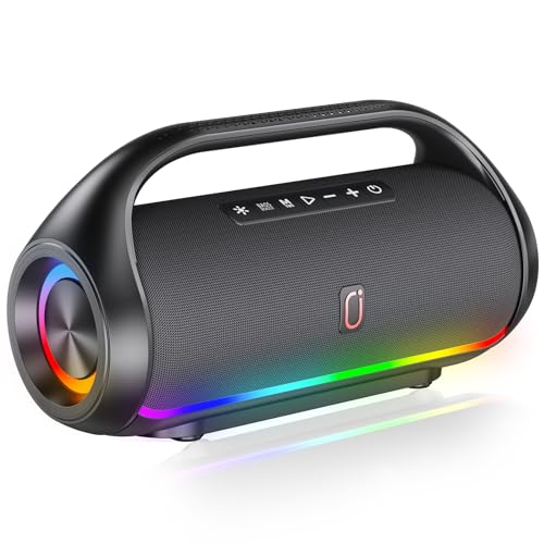 HWWR Portable Bluetooth Speaker Wireless Outdoor: IPX5 Waterproof Bluetooth Speaker with Powerful Bass & LED Lights, 60W Loud Stereo Speaker for Home Party, Beach, Camping, Support USB/TF Card/AUX/TWS