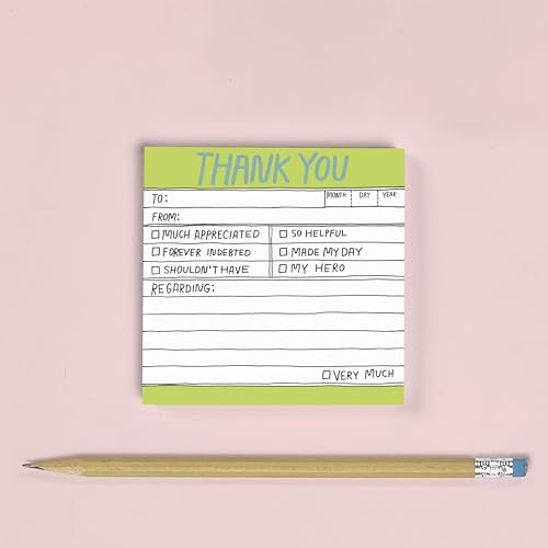 1-Count Knock Knock Thank You Hand-Lettered Sticky Notes, Thank You Notes, 3 x 3-inches, 100 sheets each