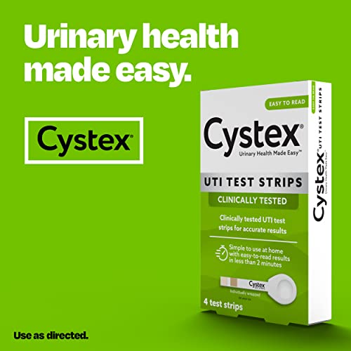 Cystex Urinary Tract (UTI) Test Strips for Women & Men, FSA HSA Eligible & Approved, at Home Test with Accurate, Easy to Read Results in 2 Minutes, Monitor Bladder or Urinary Tract Issues, 4 Count