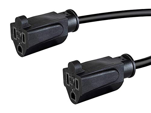 Monoprice Splitter Power Cord - NEMA 5-15P to 2X NEMA 5-15R, 13Amp, 1625 Watt, 120 Volt, 16AWG, 1.5 Feet, Black