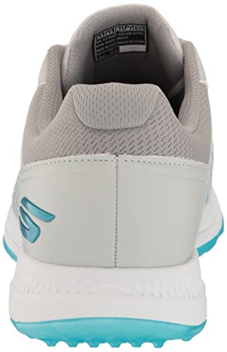 Skechers Women's Go Elite 5 Arch Fit Waterproof Golf Shoe Sneaker, Gray/Turquoise, 5.5