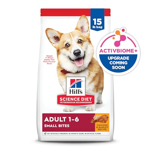 Hill's Science Diet Adult 1-6, Adult 1-6 Premium Nutrition, Small Kibble, Dry Dog Food, Chicken & Barley, 15 lb Bag