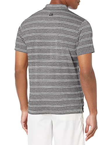 Cutter & Buck Men's Drytec UPF 50+ Forge Heather Stripe Tailored Fit Polo Shirt, Black, Small