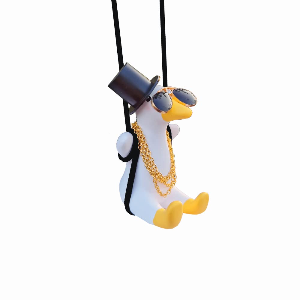 Car Mirror Hanging Accessories of Swinging Duck Rear View Mirror Hanging Accessories Cute Car Decor Accessories for Teens Car Pendant Car Charm Cute Things Cool Car Accessories (Black)