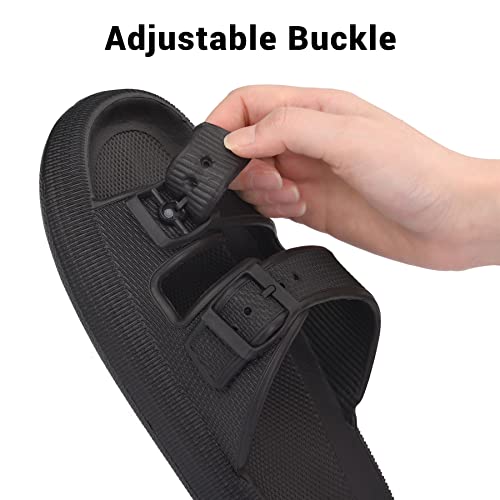 VONMAY Cloud Slides Slippers for Women Men Shower Sandals Non Slip Soft Sole Thick Foam Double Buckle Adjustable House Shoes, Orange