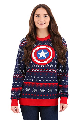 Marvel: Captain America Ugly Christmas Sweater Small Blue