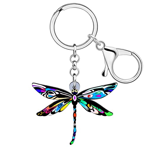 LONYOO Acrylic Dragonfly Keychain Car Key Backpack Keyring Dragonfly Gifts for Women Girls Spring Summer Charms (Blue)