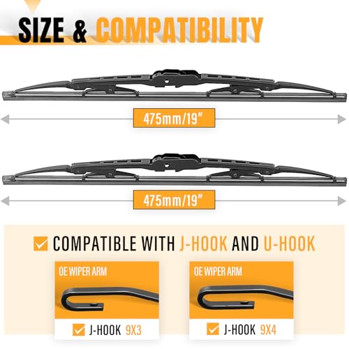 AUTOBOO 26"+19" Windshield Wipers with 16" Rear Wiper Blade Replacement for Toyota sienna 2010 2009 2008 2007 2006 2005 -Original Factory Quality (Pack of 3)