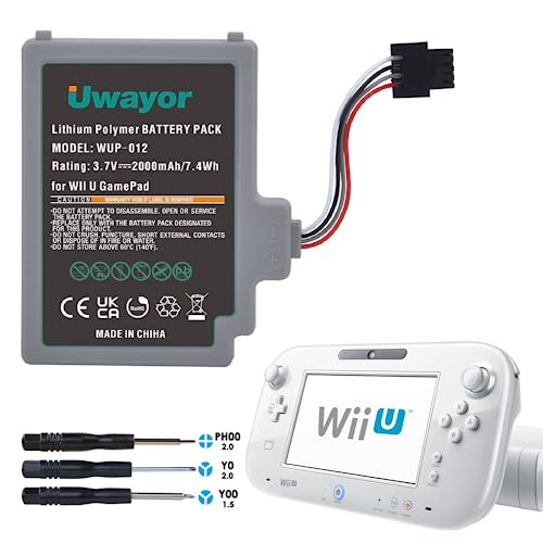 Uwayor 6600mAh Wii U Gamepad Battery, Rechargeable Battery for Nintendo Wii U Gamepad WUP-001 WUP-010 WUP-012 with Screwdriver