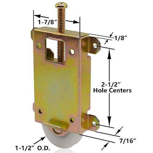Sliding Mirror Closet Door Rollers Replacement Hardware Fits Contractors Part #W8020C or Hard 1775 Wardrobe Doors Wheels, 1-1/2" Durable POM Concaved Ball Bearing Wheel, 2 Pack