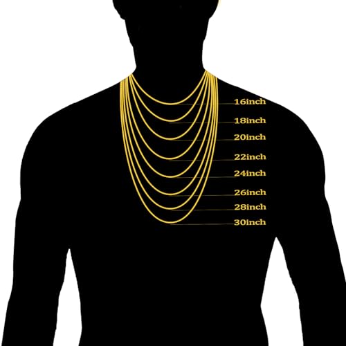 SILILUN Men Necklace 14 Gold Plated/Stainless Steel Fran-co Link Chian Punk Hip Hop Jewelry Gift (18 Inches, 3mm Wide 14K Gold)