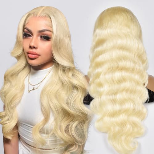 Alielaine 613 13x6 Lace Front Wig Human Hair Transparent Lace Body Wave Blonde Lace Front Wigs Human Hair 613 HD Lace Frontal Wig Blonde Wig (36 Inch, 613 13x6 Body Wave Wigs)