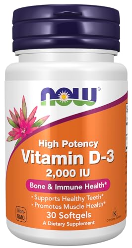 NOW Supplements, Vitamin D-3 2,000 IU, High Potency, Structural Support*, 30 Softgels