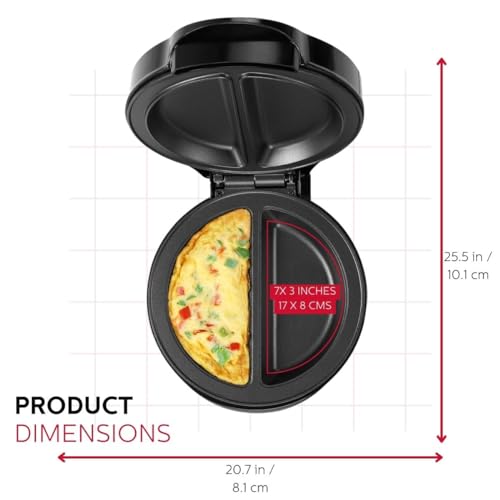 Holstein Housewares - Non-Stick Omelet & Frittata Maker, Stainless Steel - Makes 2 Individual Portions Quick & Easy (2 Section, Black)