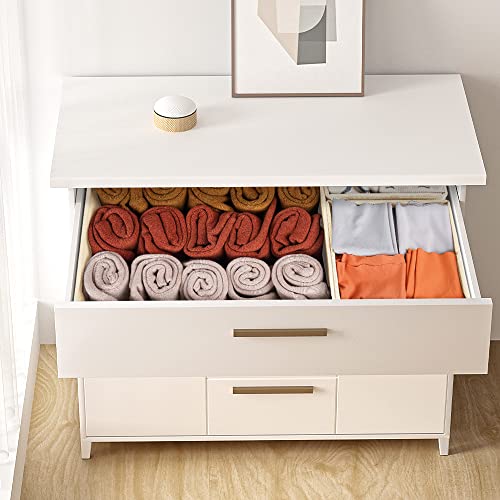 Criusia Drawer Organizer Clothes 12 Pack, Dresser Organizer for Nursery Bedroom Closet Organization and Storage - Baby Clothes Organizer Bins - Drawer Divider for Sock Underwear Bra Ties (Beige)