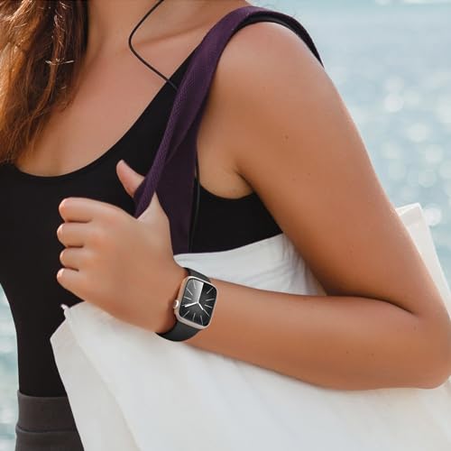 IMIVIO Sport Band Compatible with iwatch bands for women 38mm 40mm 41mm 42mm 44mm 45mm 49mm for Women Men, Soft Silicone Waterproof Replacement Strap for iWatch Bands Series 9 8 7 6 5 4 3 2 1 SE Ultra/Ultra 2, Black S/M