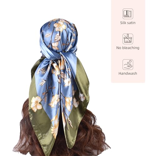 EIysee 35 Inches Silk Head Scarf-Satin Hair Scarves Silk Bandana Scarf Headscarf Silk for Women's Fashion Scarves (Paisley - Red)