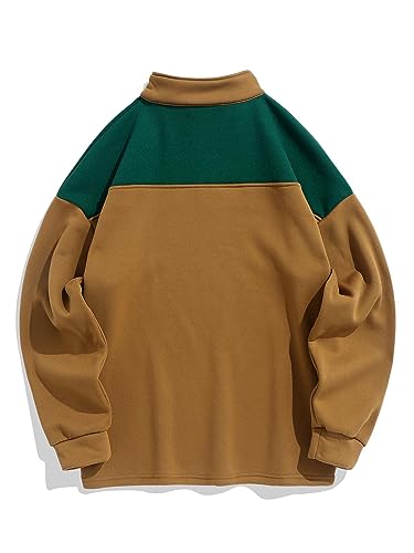 ZAFUL Men's Letters Embroidered Raglan Sleeve Quarter Zip Fleece Vintage Pullover Sweatshirt (CALIFORNIA-Light Blue, M)
