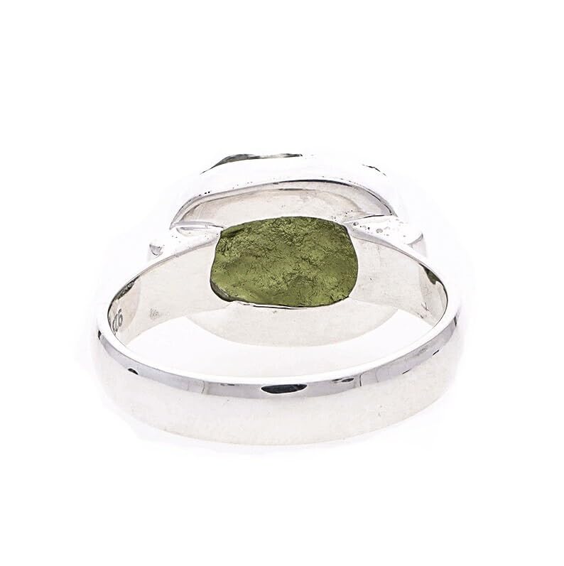 Moldavite Ring 925 Sterling Silver Handmade Natural Rough Gemstone Jewelry For Her (7)