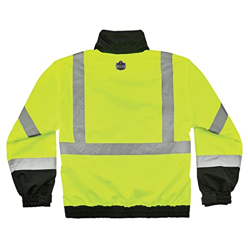 Ergodyne Unisex Adult 3-in-1 Hi-Vis Winter Bomber Jacket, Lime, Small US