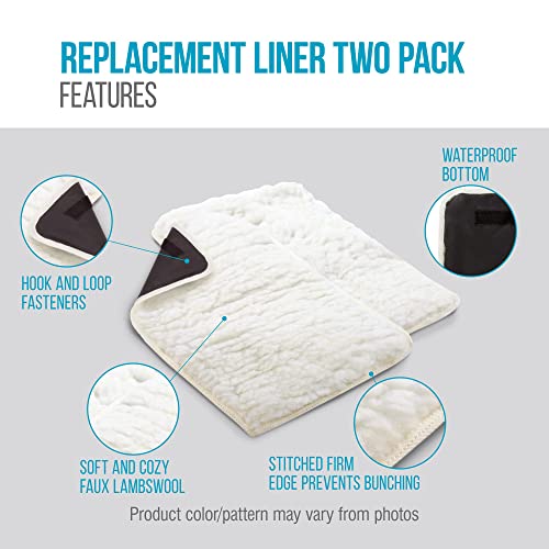 Sherpa 2-Pack Replacement Liners for Travel Pet Carriers - Soft & Absorbent, Waterproof Backing, Machine Washable - White, Large