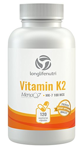 LongLifeNutri Vitamin K2 MK-7 100mcg – 120 Vegetarian Capsules for Bone and Heart Health, 4-Month Supply, Alcohol-Free, Lab Tested, Made in USA, Non GMO