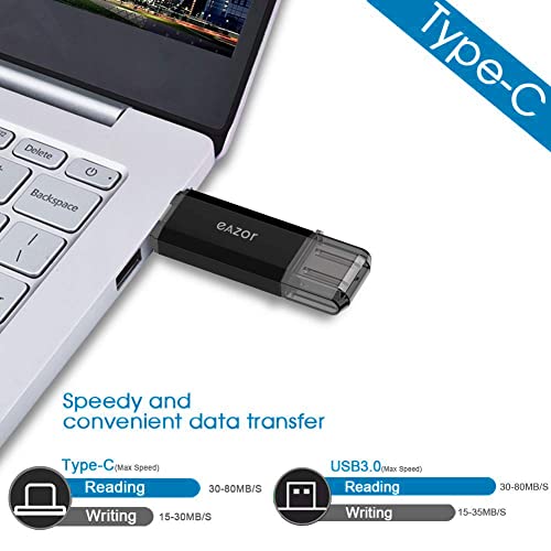 Type C Flash Drive, 2 in 1 OTG USB C+ USB 3.0 Dual Drive Waterproof Memory Stick with Keychain Metal for Computer, MacBook,Google's Chromebook Pixel,Samsung Galaxy (TYPE-C32GB)
