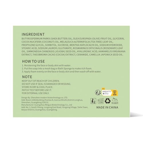 POP MODERN.C Tea Tree Soap Bar for Face & Body Wash Tea Tree Oil Bath Soaps for Athlete's Foot Body Odor Acne Deep Clean Men Women All Skin Types with Soap Holder Body Scrubber Mesh Soap Bag 2x150G