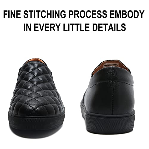 Womens Loafers Slip On Shoes Quilted Leather Comfort Memory Foam Non Slip Work Shoes Soft Casual Driving Flat Sneaker Ladies All Black US 6.5
