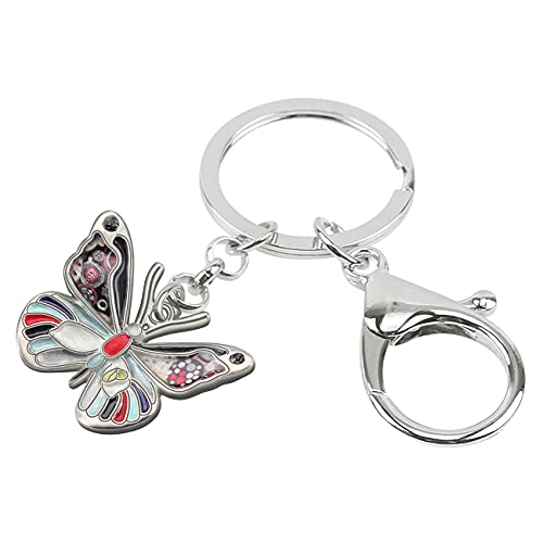 BONSNY Enamel Metal Adrable Butterfly Keychains For Women Car Rings Purse Novelty Charms GIfts (Black)