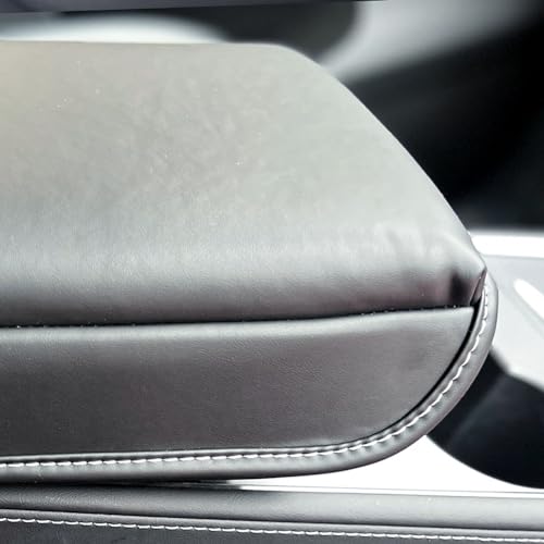 TESBEAUTY Armrest Cover for Tesla Model 3 Model Y Leather Center Console Cover Protector Tesla Model Y Accessories Extra Cushion Extremely Soft Black