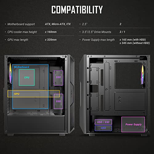 ANTEC AX61 Mid-Tower ATX Gaming Case with Mesh Front Panel, ARGB Fans, Tempered Glass Side Panels, 360mm Radiator Support