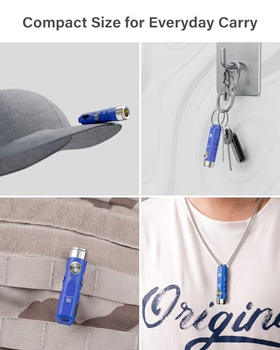 RovyVon Aurora A1 G4 USB C Rechargeable Mini Flashlight, Small Bright Keychain Flashlight 650 High Lumens EDC Flashlight Gadget with Clip for Camping, Hiking, Emergencies (Blue)