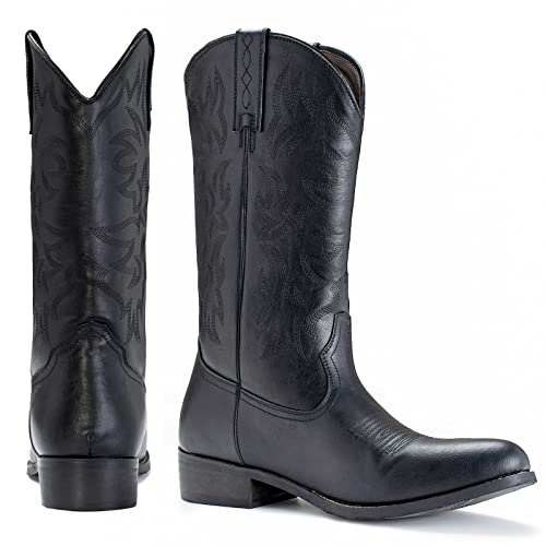IUV Cowboy Boots For Men Western Boot Durable Classic Embroidered Snip Toe Boots